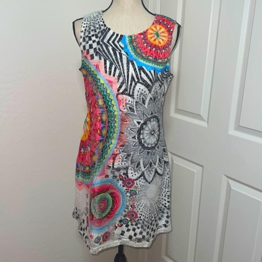 Desigual Sleeveless Multicolor Mandala Print Mini Dress